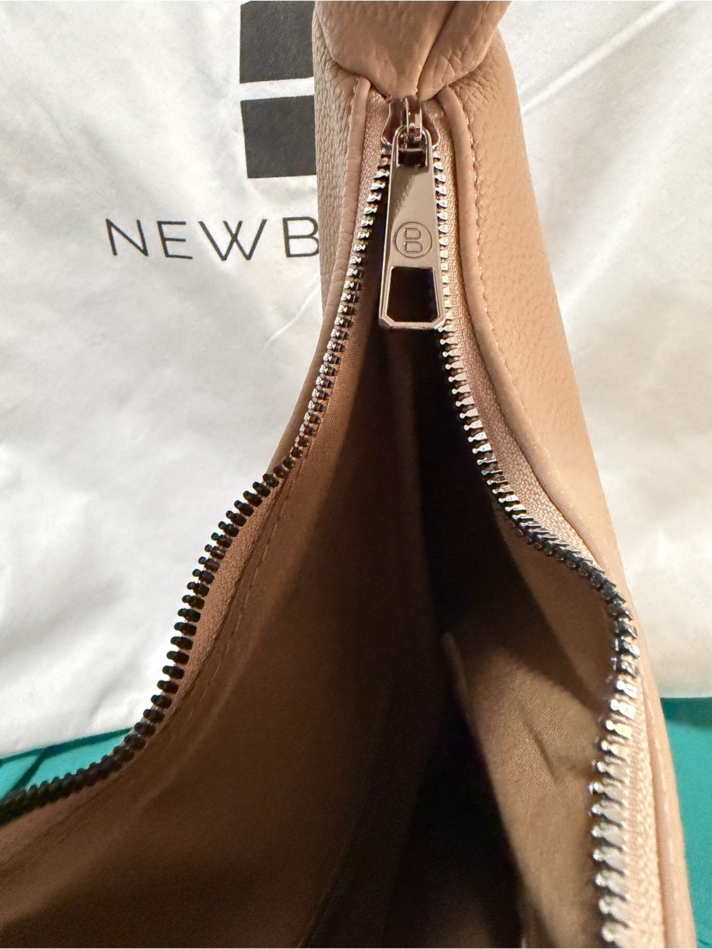 NWT Newbella Taupe Hobo Bag - Soft Pebbled Leather - Picture 4 of 6